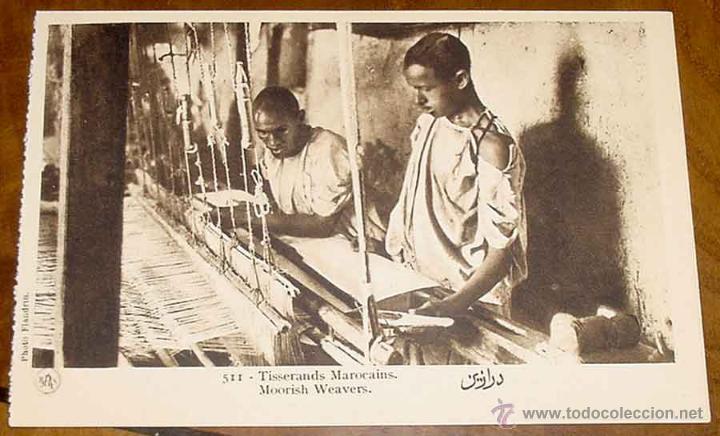 Postais: ANTIGUA POSTAL DE MARRUECOS - TISSERANDS MAROCAINS - PAR M. FLANDRIN - SCENES TYPES DU MAROC - NOT C
