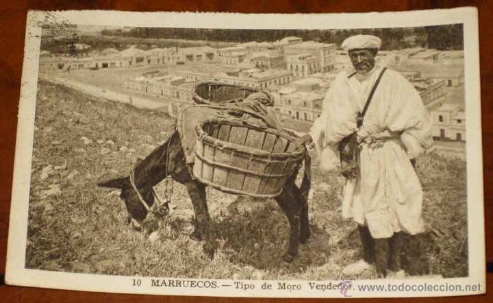 Postais: ANTIGUA POSTAL DE MARRUECOS . TIPO DE MORO VENDEDOR . ESCRITA EN 1958