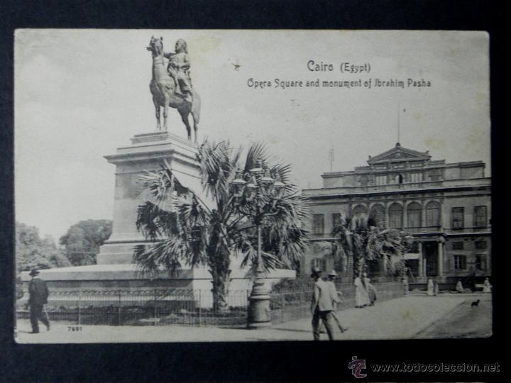 Cartoline: antigua postal, cairo, plaza opera y monumento a ibrahim pasha, sin dividir, no circulada