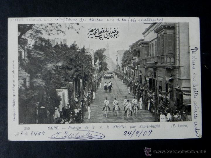 Cartoline: antigua postal, el cairo, desfile de s.a. del khedive para bah el hadid, sin dividir, circulada