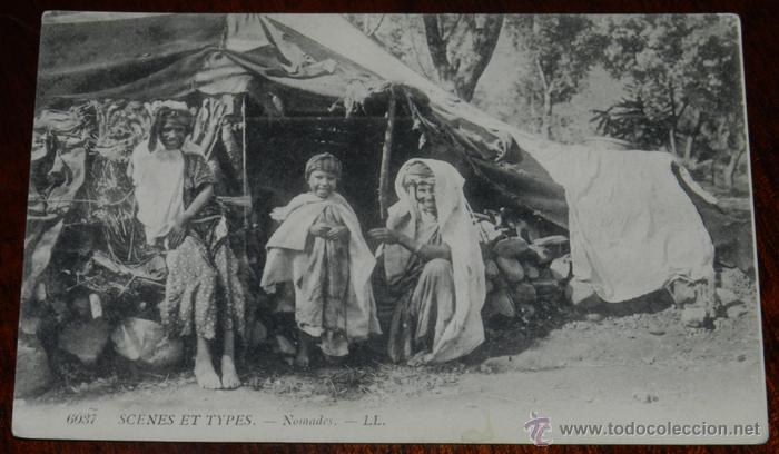 Cartes Postales: ANTIGUA POSTAL DE SCENES ET TYPES, N. 6037, NOMADAS, CIRCULADA Y CON SELLO DEL BATALLON DE CAZADORES
