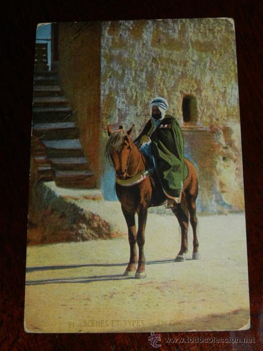Cartes Postales: ANTIGUA POSTAL DE SCENES ET TYPES, N. 91, UN CAID, POSIBLEMENTE ALGERIA, CIRCULADA, ED. L.L.