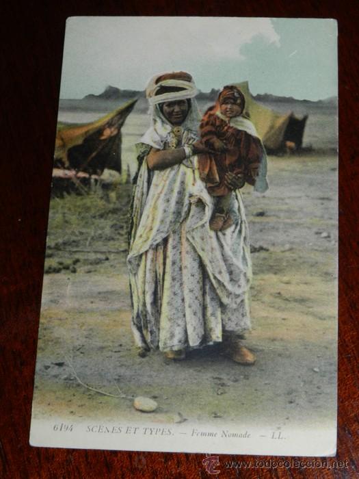 Cartes Postales: ANTIGUA POSTAL DE SCENES ET TYPES, N. 6194, FEMME NOMADE, POSIBLEMENTE ALGERIA, CIRCULADA, ED. L.L.