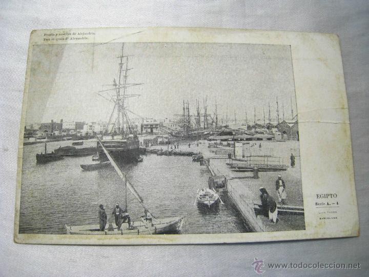 Cartoline: EGIPTO: PUERTO Y MUELLES DE ALEJANDRIA - POSTAL ORIGINAL