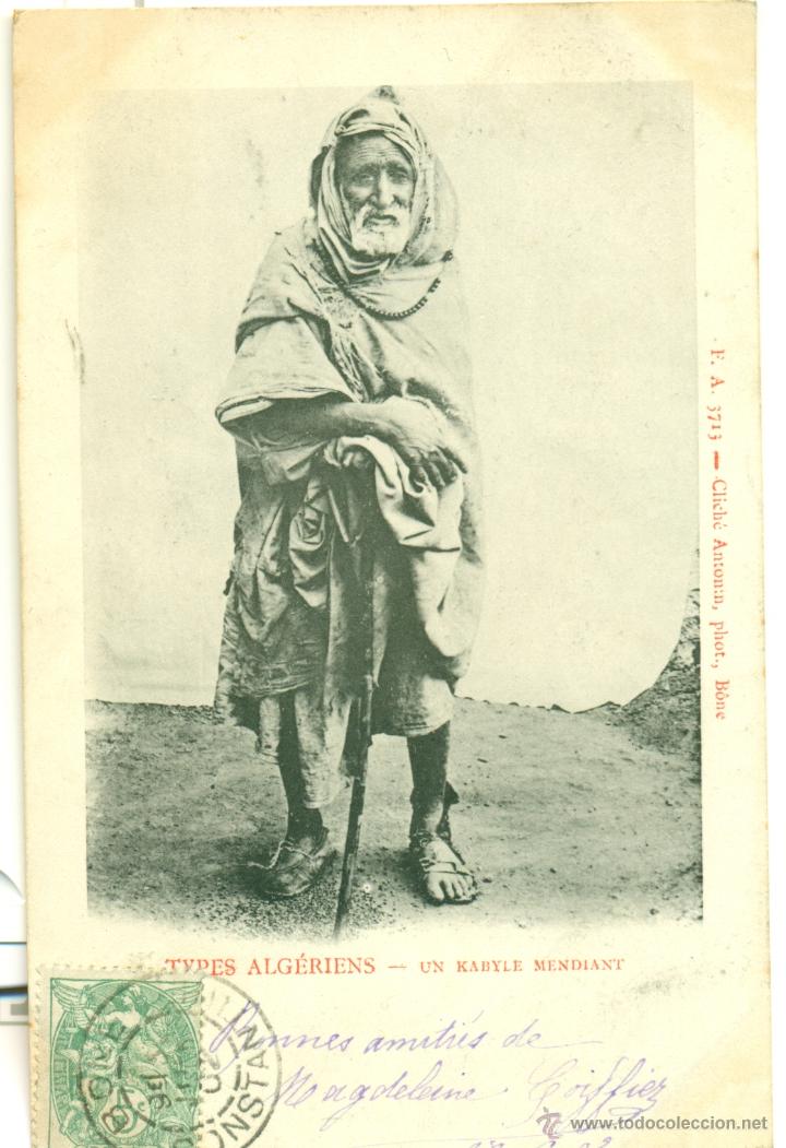 Cartoline: TIPOS ARGELINOS. UN MENDIGO. CIRCULADA DESDE CONSTANTINA EN 1902.