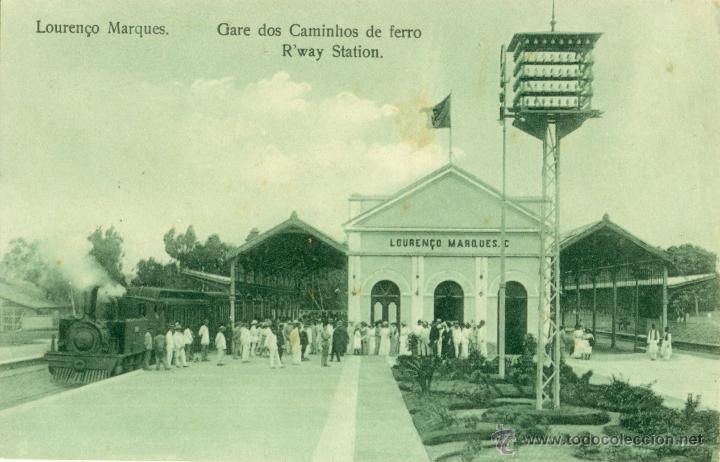 Postais: MOZAMBIQUE. PORTUGAL. ESTACION DE LOUREN&Ccedil;O MARQUES. TREN. HACIA 1910.