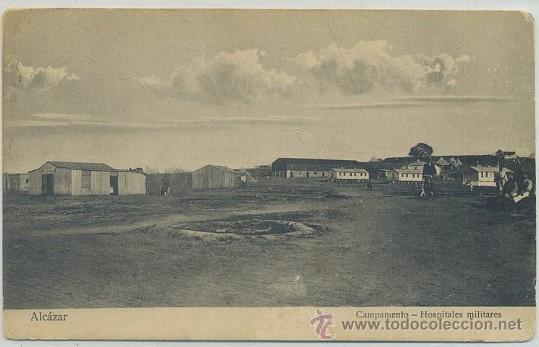 Postkarten: POSTAL DE MARRUECOS. ALCAZAR. CAMPAMENTO. HOSPITALES MILITARES N&ordm; 29 P-AFyMA-502