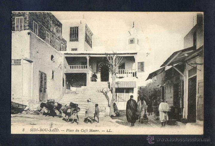 Postais: Argelia. Sidi-Bou-Sa&iuml;d. *Place du Caf&eacute; Maure* LL. n&ordm; 8. Nueva.