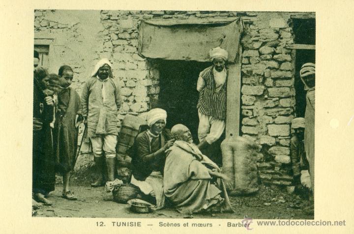 Cartes Postales: TUNEZ. BARBER&Iacute;A AL AIRE LIBRE. HACIA 1905.