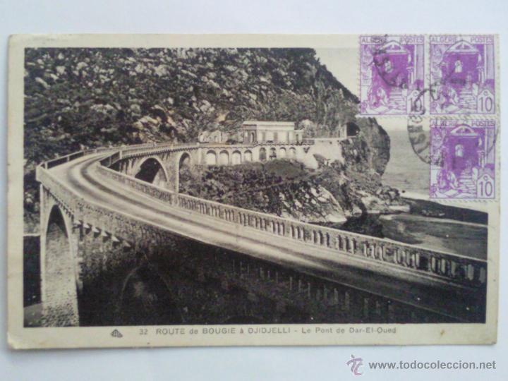 Cartoline: ANTIGUA POSTAL, RUTA POR CARRETERA A DJIDJELLI, -  PUENTE DE DAR EL WADI, A&Ntilde;O 1933
