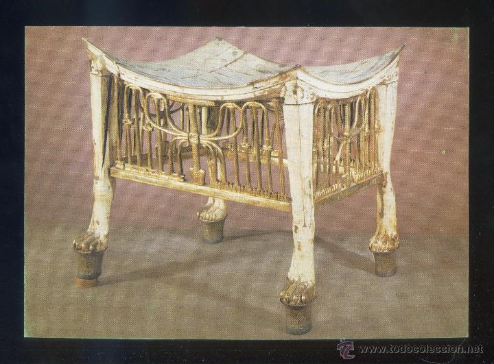Cartes Postales: Egipto. *Treasures of Tutankhamun - Ornate Stool* Ed. George Rainbird. Nueva.