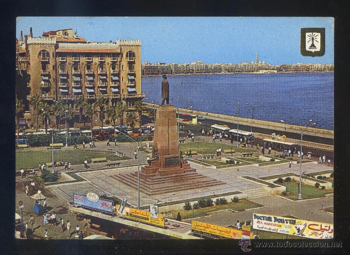 Cartoline: Egipto. Alejandr&iacute;a. *Saad Zaghloul Square* Ed. Dar El Kitab n&ordm; 76. Circulada 1976.