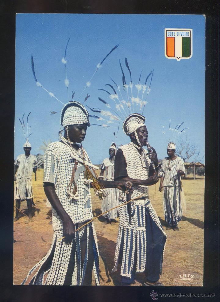 Postales: Costa de Marfil. *Danseur S&eacute;noufos* Ed. Agence Ivorienne Hachette n&ordm; 6484. Nueva.