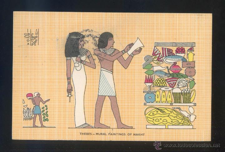 Postais: Egipto. Thebes. *Mural paintings of Nakht* Ed. Lehnert & Landrock. Circulada 1964.