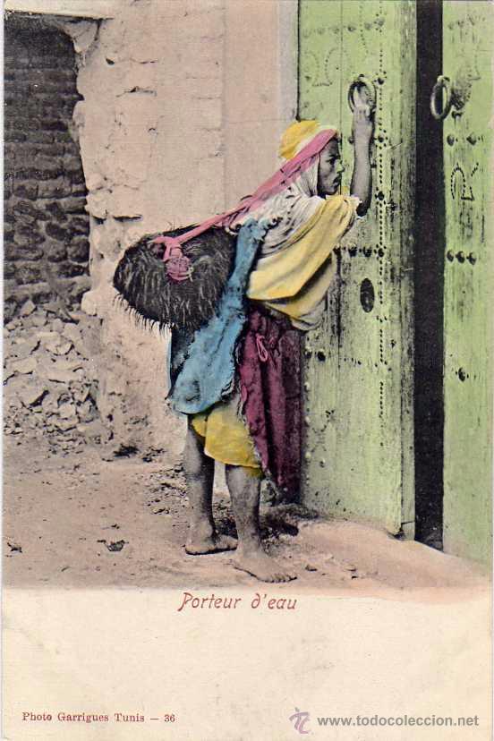 Cartoline: Tunez. Photo Garrigues. 36 Portador de Agua.