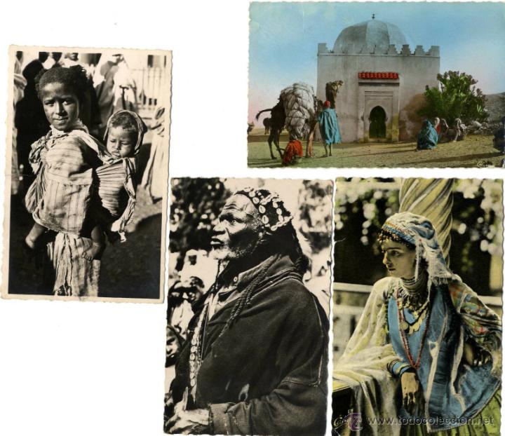 Postkarten: MARRUECOS CONJUNTO 4 POSTALES ETNOGR&Aacute;FICAS A&Ntilde;OS 50