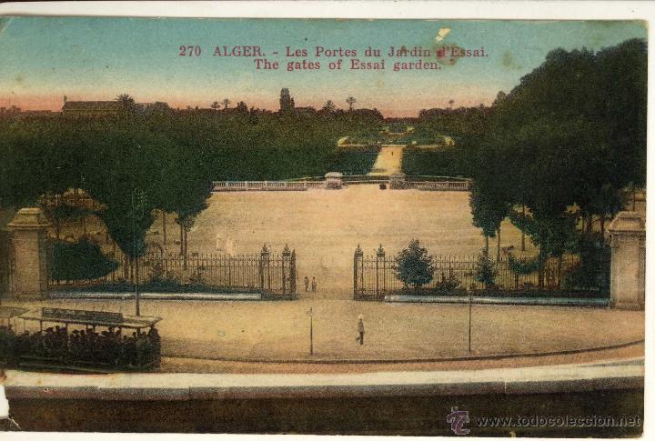 Postales: MAGNIFICA POSTAL  ALGER PUERTAS DEL JARDIN D&acute;ESSAI