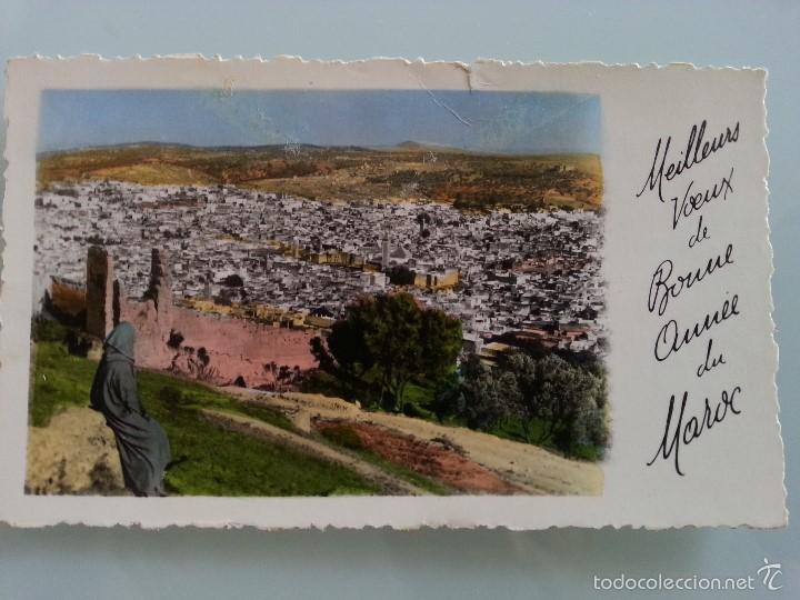 Cartes Postales: ANTIGUA POSTAL DE MARRUECOS - NAVIDE&Ntilde;A - FELICITACION A&Ntilde;OS NUEVO A&Ntilde;OS 60 CIRCULADA