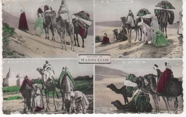 Postcards: Postal con 4&Iacute;magenes del Desierto en Marruecos. No circulada