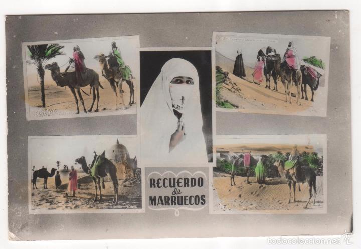 Postcards: Antigua Postal Recuerdo de Marruecos con im&aacute;genes del desierto. No circulada