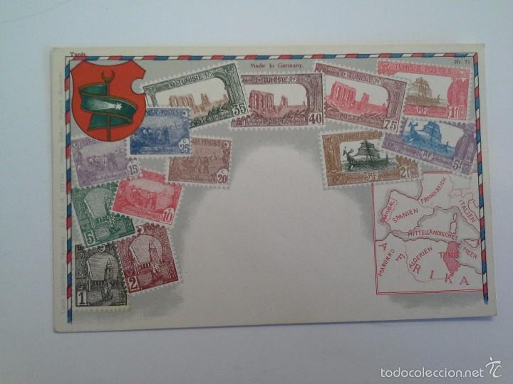 Postkarten: POSTAL TEMA FILAT&Eacute;LICO SELLOS DE T&Uacute;NEZ.