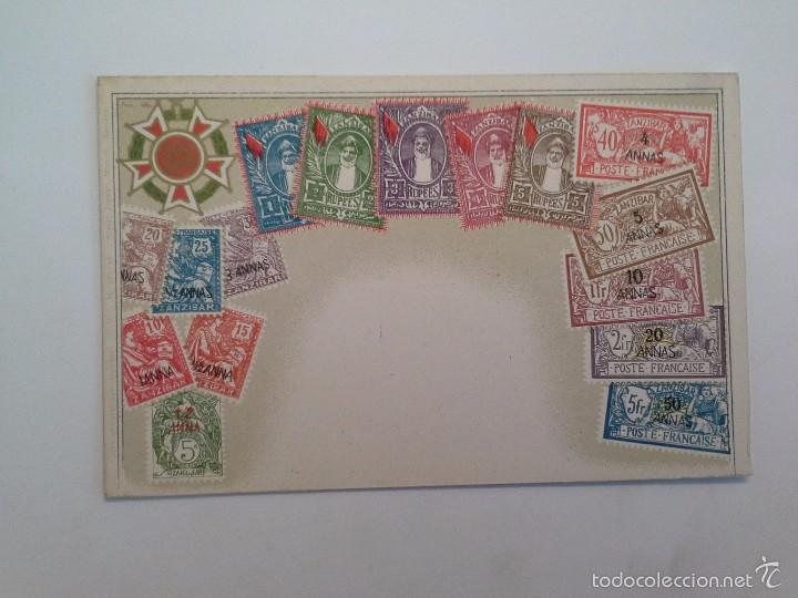 Postales: POSTAL TEMA FILAT&Eacute;LICO SELLOS DE ZANZIBAR. N&ordm; 66.
