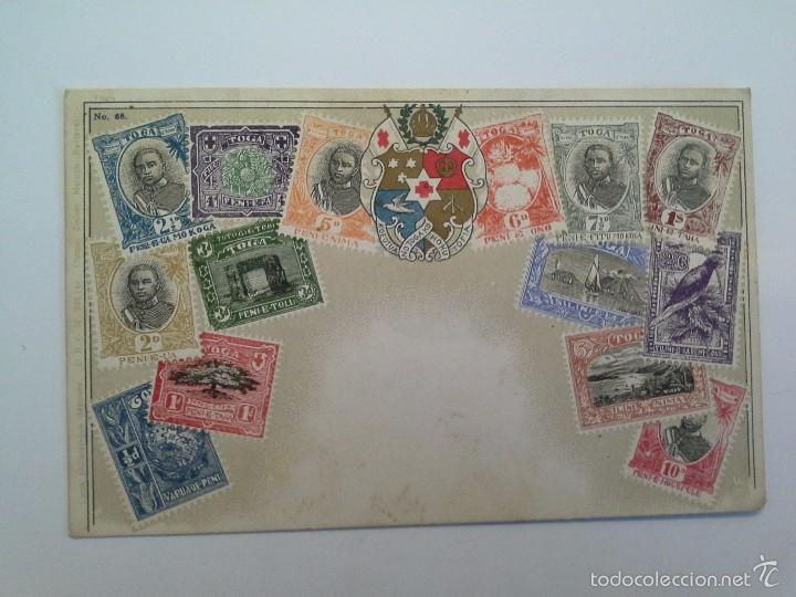Postales: POSTAL TEMA FILAT&Eacute;LICO SELLOS DE TONGA. N&ordm; 68.