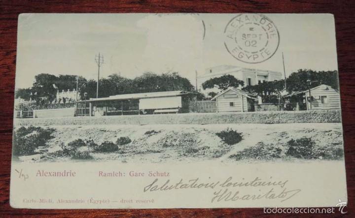 Postales: POSTAL ALEXANDRIE, RAMLEH, EGIPTO, ED. CARLO MIELI, CIRCULADA, SIN DIVIDIR.