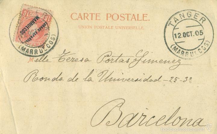 Postales: T&Aacute;NGER. TIPOS MARROQU&Iacute;ES. CIRCULADA EN 1905. - Foto 2