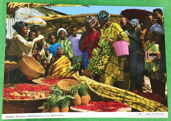 Postcards: Postal etnica - Kenia - Mujeres en el mercado - A&ntilde;os 70