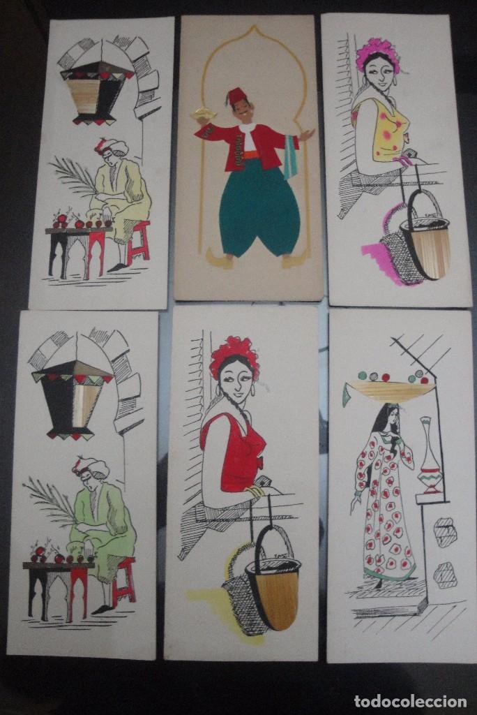 Postales: EGIPTO. 6 TARJETAS PINTADAS A MANO. (700) - Foto 1