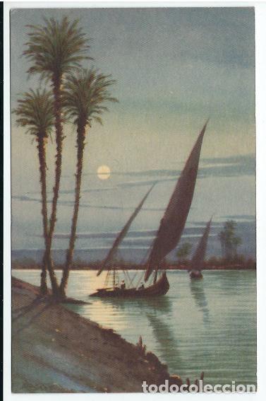 Postais: R200- 3 PRECIOSAS POSTALES DE -VELEROS ' FELUKAS ' POR EL NILO -EGYPTO -UNA CIRCULADA EL 20 -7 - 64