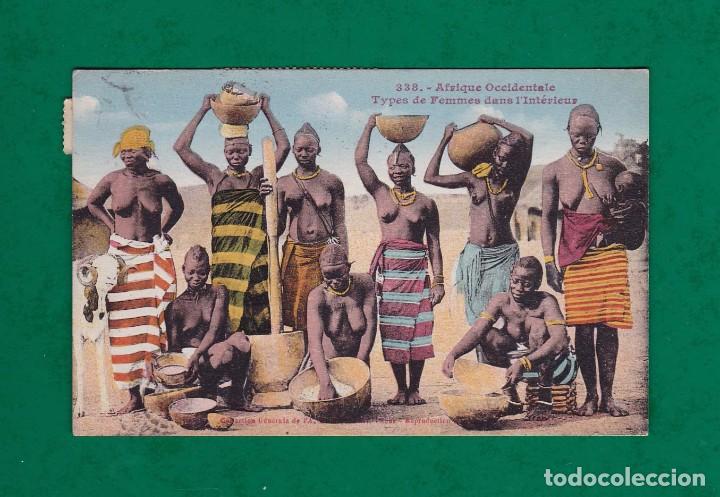 Cartes Postales: antigua postal 338 afrique occidentale types de femmes dans l'interieur coloreada