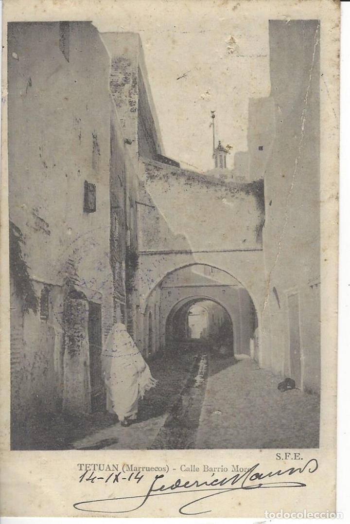 Postales: POSTAL TETUAN (MARRUECOS). CALLE BARRIO MORO. S.F.E. 1914.
