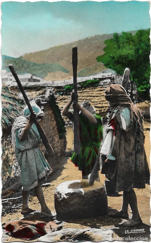 Cartoline: MARRUECOS .- SCENES ET TYPES .- BROYAGE DE GRAINES  .- EDITION LA CIGOGNE N&ordm; 95.001.91