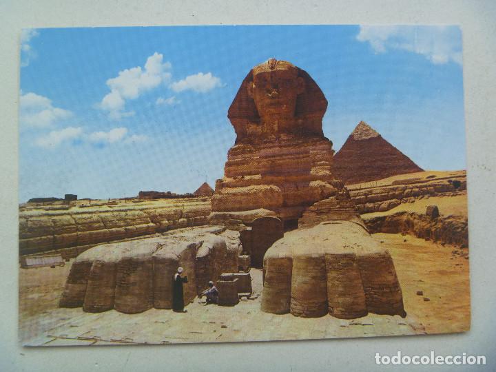 Postkarten: POSTAL DE GIZA ( EGIPTO ) : LA GRAN ESFINGE Y PIRAMIDE DE KHEFRE. A&Ntilde;OS 60