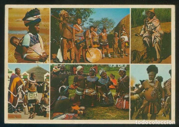Cartes Postales: Sud&aacute;frica. *Bantu Peoples...* Ed. Artco n&ordm; 483. Circulada 1972 + Air Mail label.