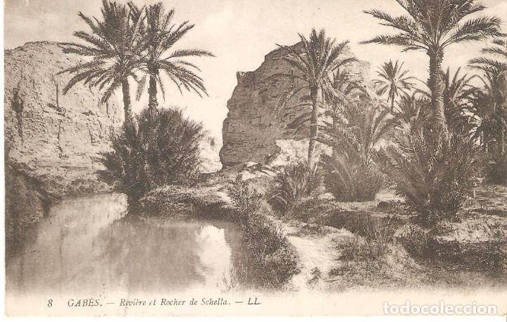 Postais: POSTAL ANTIGUA, TUNISIE, GAB&Eacute;S, RIVIERE ET ROCHER DE SCHELLA, SIN CIRCULAR