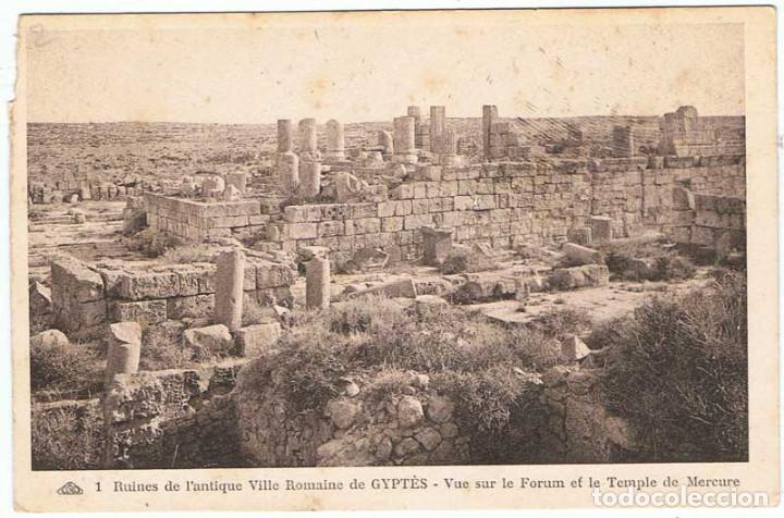 Postais: Postal Tunez. Ruines Ville Romaine de Gyptes. Vue sur le Forum et le Temple de Mercure. N&ordm; 1