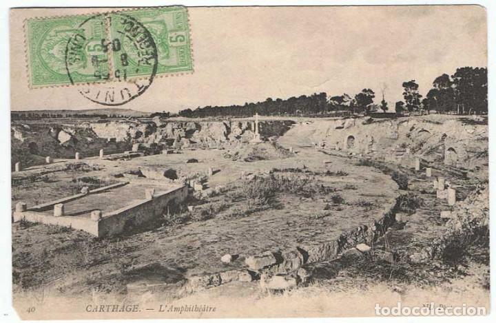 Postais: Postal Tunez. Carthage. L'Amphitheatre. N&ordm; 40. Circulada 1909