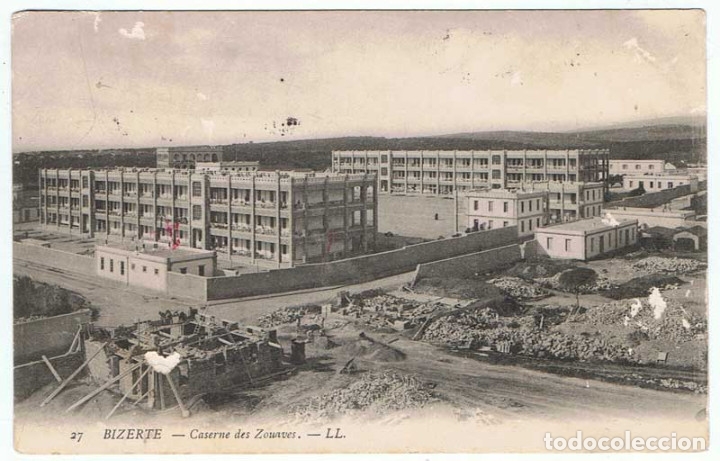 Cartoline: Postal Tunez. Bizerte. Caserne des Zouaves N&ordm; 27. Circulada 1908. LL