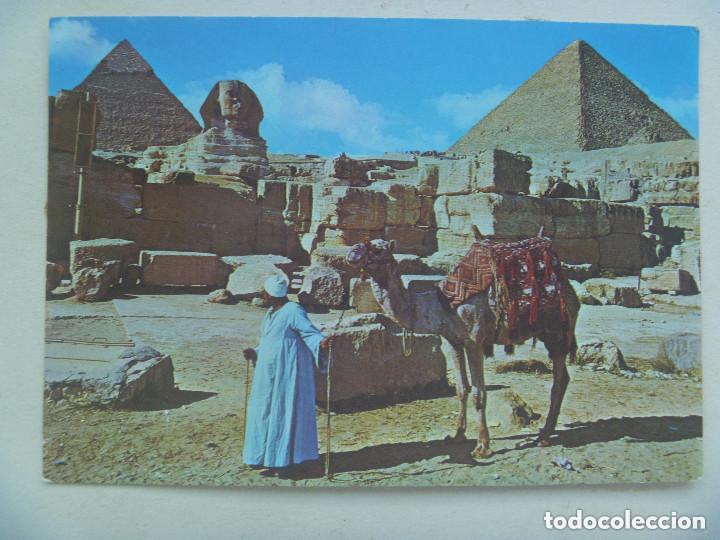 Cartes Postales: POSTAL DE GIZA ( EGIPTO ) : GRAN ESFINGE Y PIRAMIDE DE KEOPS . A&Ntilde;OS 60