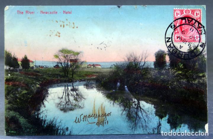 Postcards: Postal The river Newcastle Natal South Africa A Rittenberg circulada sello 1911