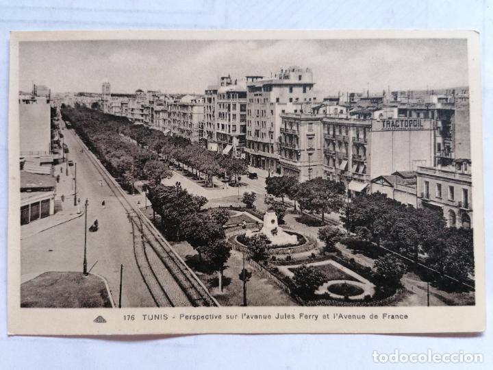 Postais: ANTIGUA POSTAL TUNIS - PERSPECTIVE SUR L'AVENUE JULES FERRY ET L'AVENUE DE FRANCE, N&ordm; 176