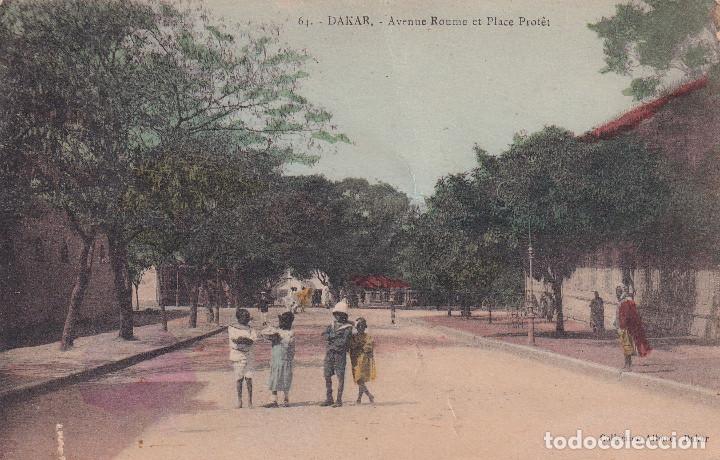 Postales: DAKAR - AVENUE ROUME ET PLCE PROTET - Foto 1