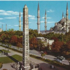 Postales: TURQUIA. ESTANBUL. ISTANBUL. LA MEZQUITA AZUL E HIPODRÓMO. 10X15 CM. 1980.