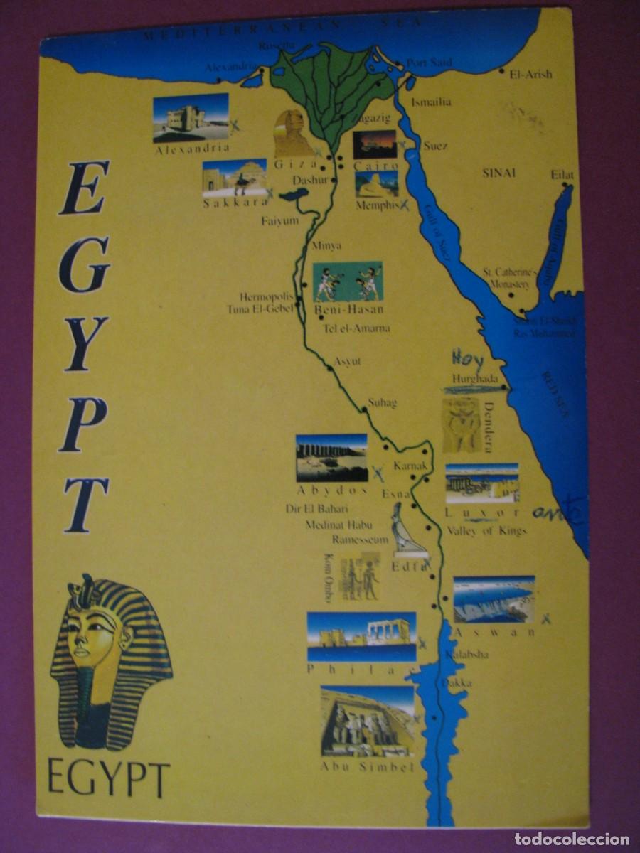 Postales: POSTAL DE EGIPTO. EL MAPA DE EGIPTO. CIRCULADA 2000 - Foto 1