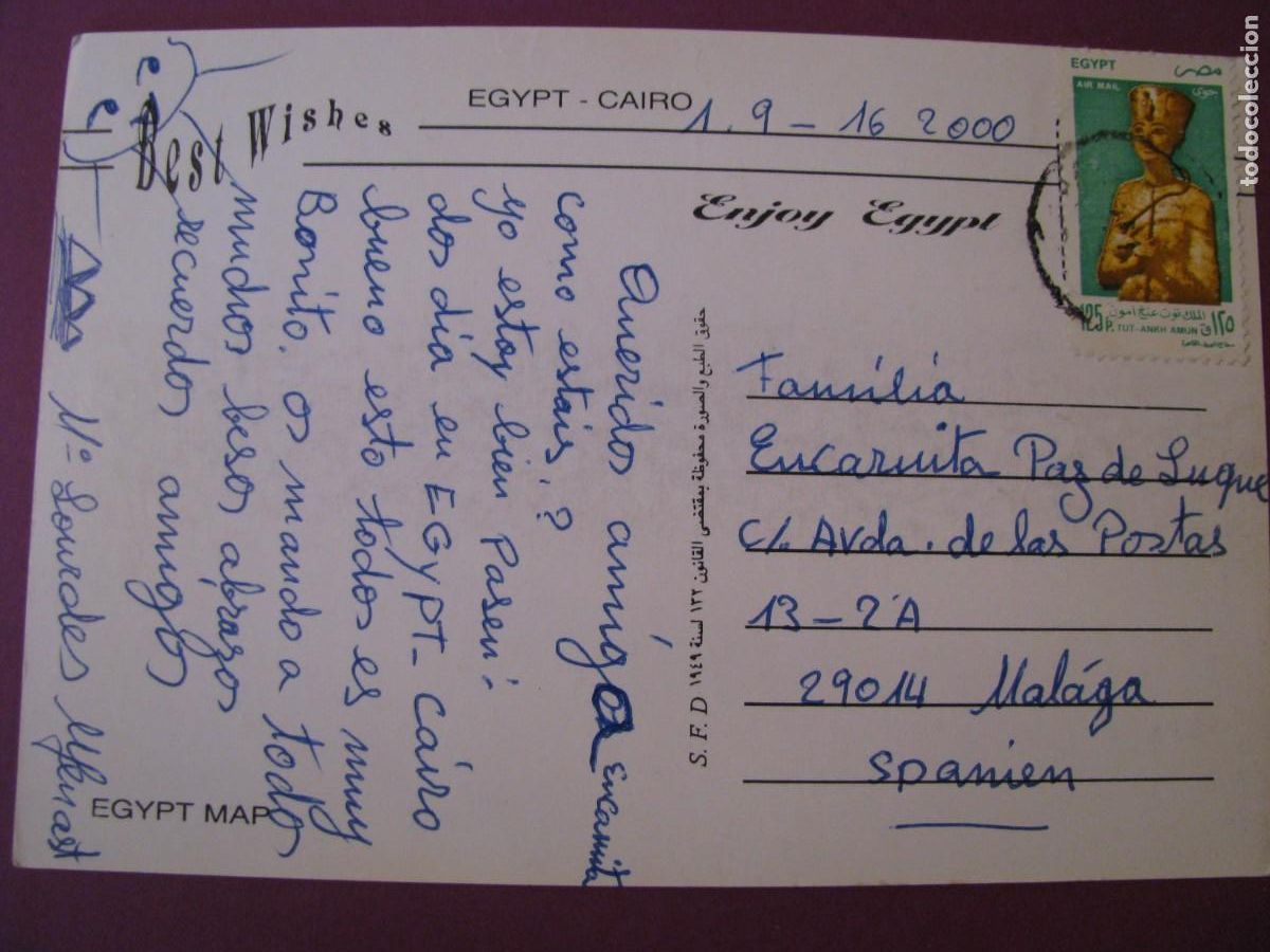 Postales: POSTAL DE EGIPTO. EL MAPA DE EGIPTO. CIRCULADA 2000 - Foto 2