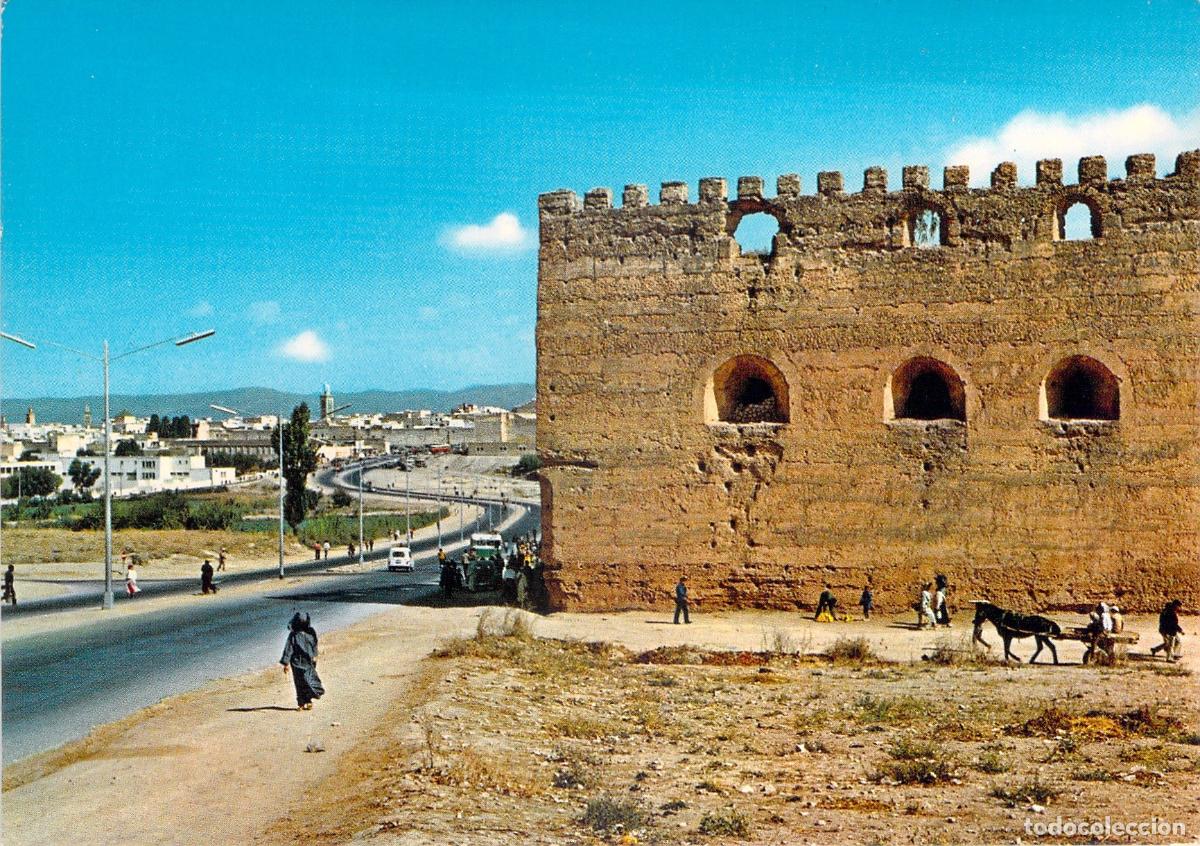 Postales: Postal Meknes Marruecos, Vista de las Murallas y Ciudad