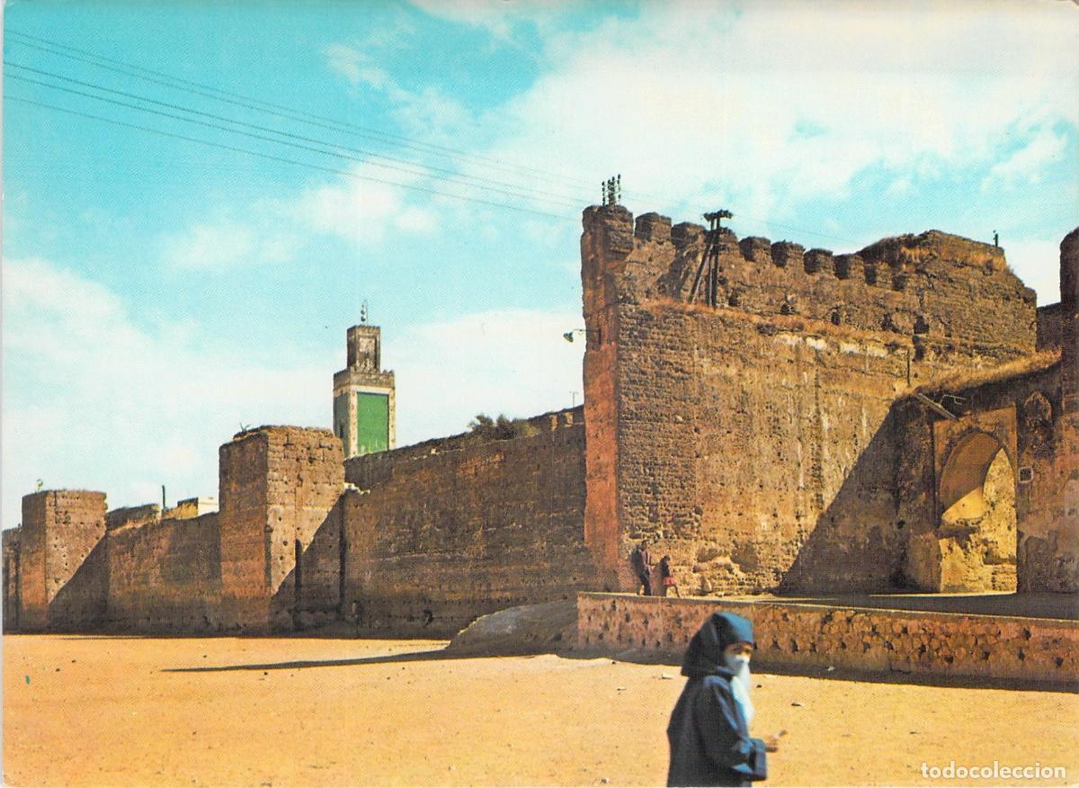 Postales: Tarjeta Postal Mekn&egrave;s Marruecos Plaza Lalla Houda y Murallas